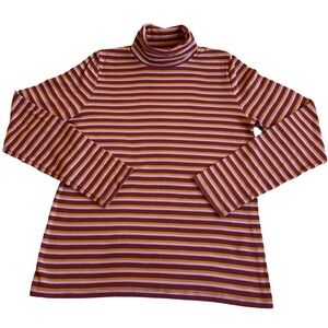 Madewell Reddish Brown, Pink, and Gold Striped Turtleneck Knit Top XL